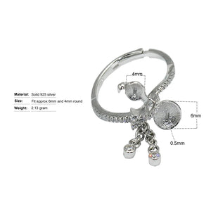 925 Sterling Silver Ring Base Adjustable Semitrailer Blank