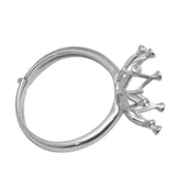 925 Sterling Silver Adjustable Ring Blank for Half-drilled Beads