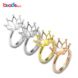 925 Sterling Silver Adjustable Ring Blank for Half-drilled Beads