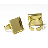 Adjustable Brass Square Bezel Ring Blanks for Ring Making