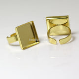 Adjustable Brass Square Bezel Ring Blanks for Ring Making