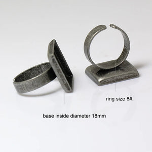 Adjustable Brass Square Bezel Ring Blanks for Ring Making