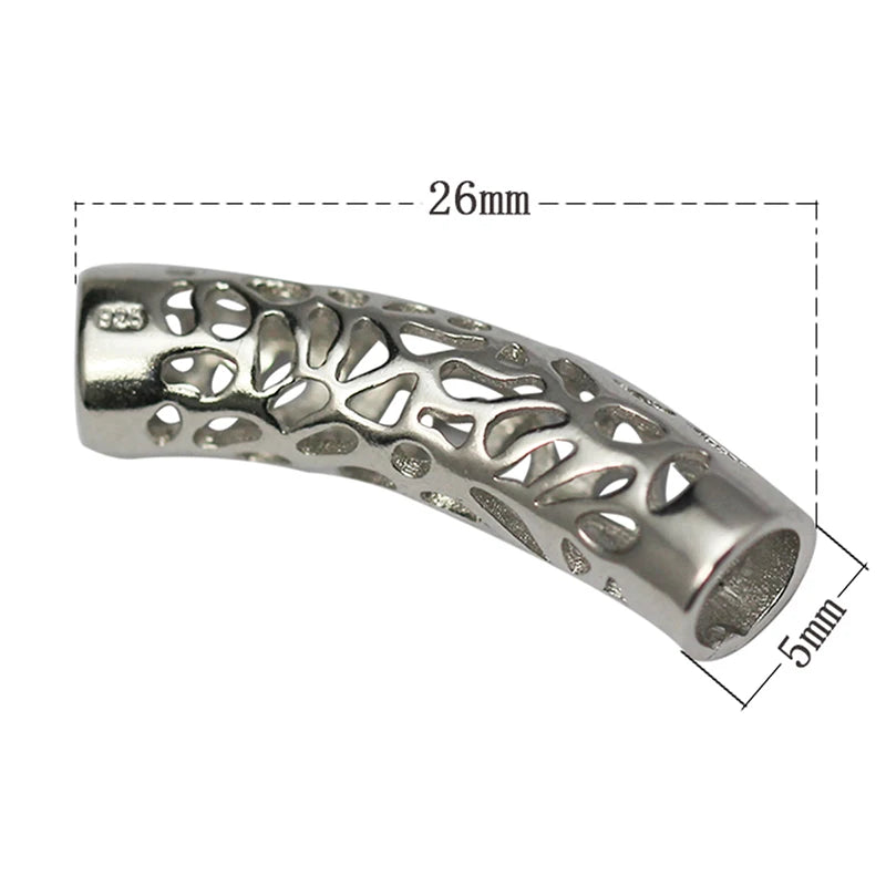 Silver Tube Beads Curved 925 DIY Jewelry Findings