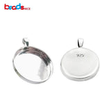 Square 25mm Photo Pendant Base Tray Bezel Cup Setting Sterling Silver 925