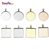 Square 25mm Photo Pendant Base Tray Bezel Cup Setting Sterling Silver 925