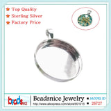 925 Silver Pendant Setting 1in Round DIY Sterling Silver Jewelry