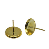925 Silver Stud Earring Base for 12mm Round
