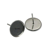 925 Silver Stud Earring Base for 12mm Round