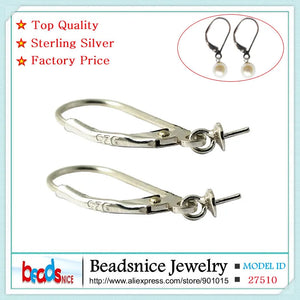 925 Silver Leverback Earrings with 6mm Beads Bail