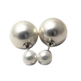 925 Silver Double Faced Shell Beads Stud Earrings