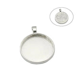 Sterling Silver Circle Pendant Blanks 25mm Round Blank Photo Pendant Trays
