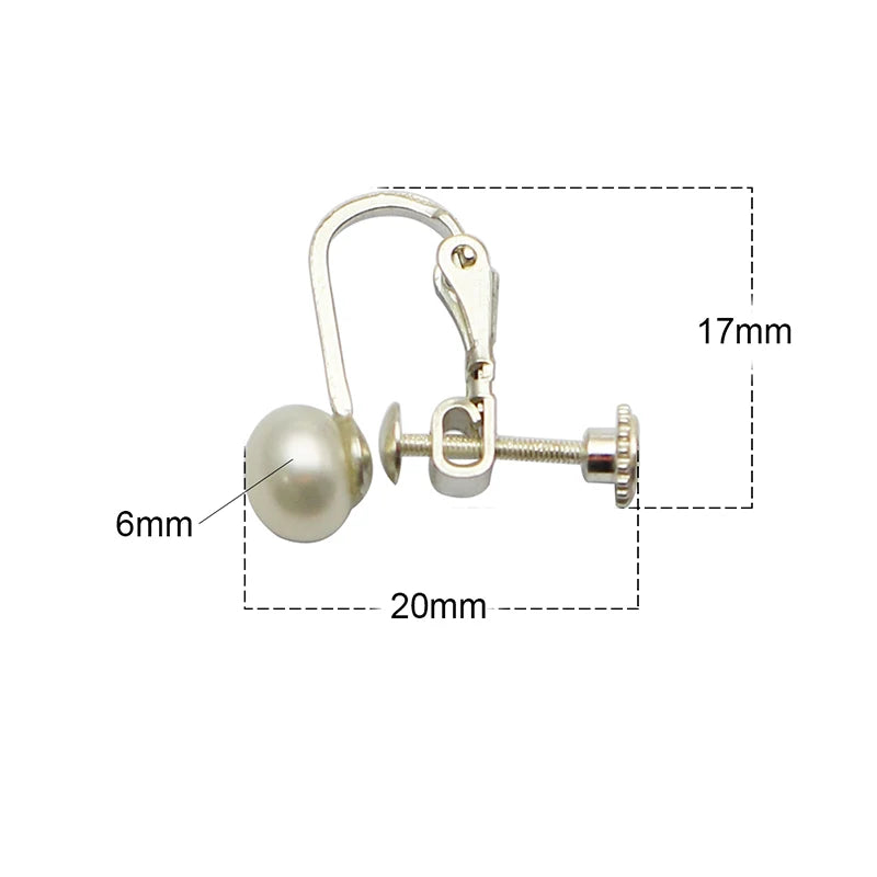 Sterling Silver Pearl Clip on Earrings for Women