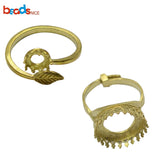 Brass Crown Princess Bezel Cup Ring Blank Adjustable Band Jewelry Making