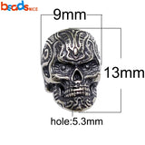 925 Silver Skeleton Head Skull Beads for Chain Jewelry Making