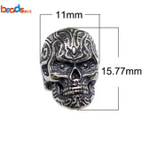 925 Silver Skeleton Head Skull Beads for Chain Jewelry Making