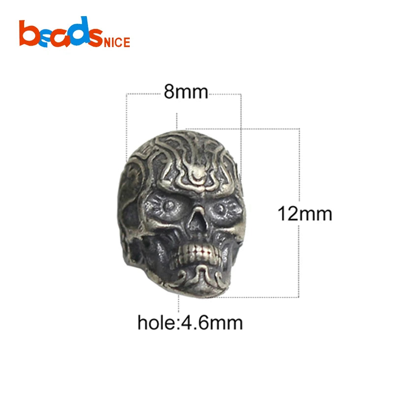 925 Silver Skeleton Head Skull Beads for Chain Jewelry Making