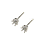 Solid Silver Claws Prong Set Ear Posts in Your Size