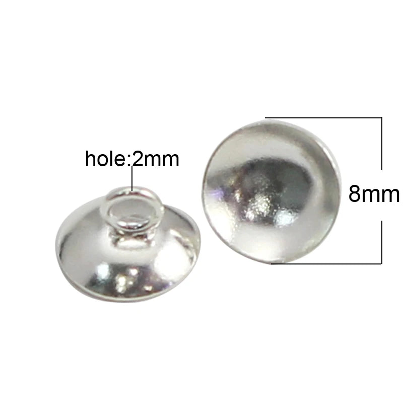 Solid Silver Pendant Bail Cup Jewellery Findings for Half-drilled Beads