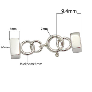 Sterling Silver Leather Cord Clasp Button Silver Jewelry