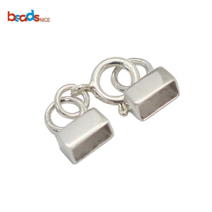 Sterling Silver Leather Cord Clasp Button Silver Jewelry