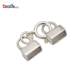 Sterling Silver Leather Cord Clasp Button Silver Jewelry