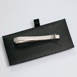 Personalized Silver Tie Bar Mens Tie Clip With Bezel Cup 39170