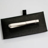 Personalized Silver Tie Bar Mens Tie Clip With Bezel Cup 39170
