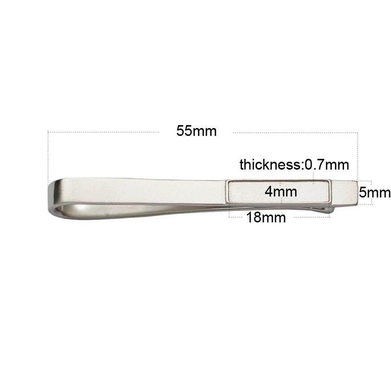 Personalized Silver Tie Bar Mens Tie Clip With Bezel Cup 39170