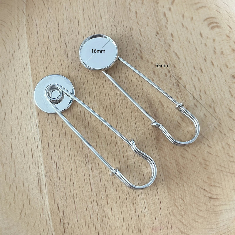 Platina Bulk Brooch Pin Base Safety Pins with Round Flat Pad