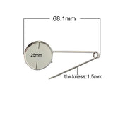 Platina Bulk Brooch Pin Base Safety Pins with Round Flat Pad