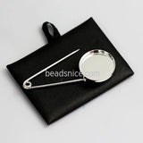 Platina Brooch with Round Brooch Pin Collet Inner Decorative Women Gift