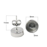 925 Silver Stud Earring with 8mm Bezel Setting