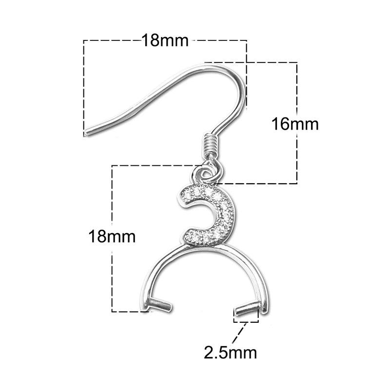 Solid Silver 925 Earrings Clamps DIY Earring Hook