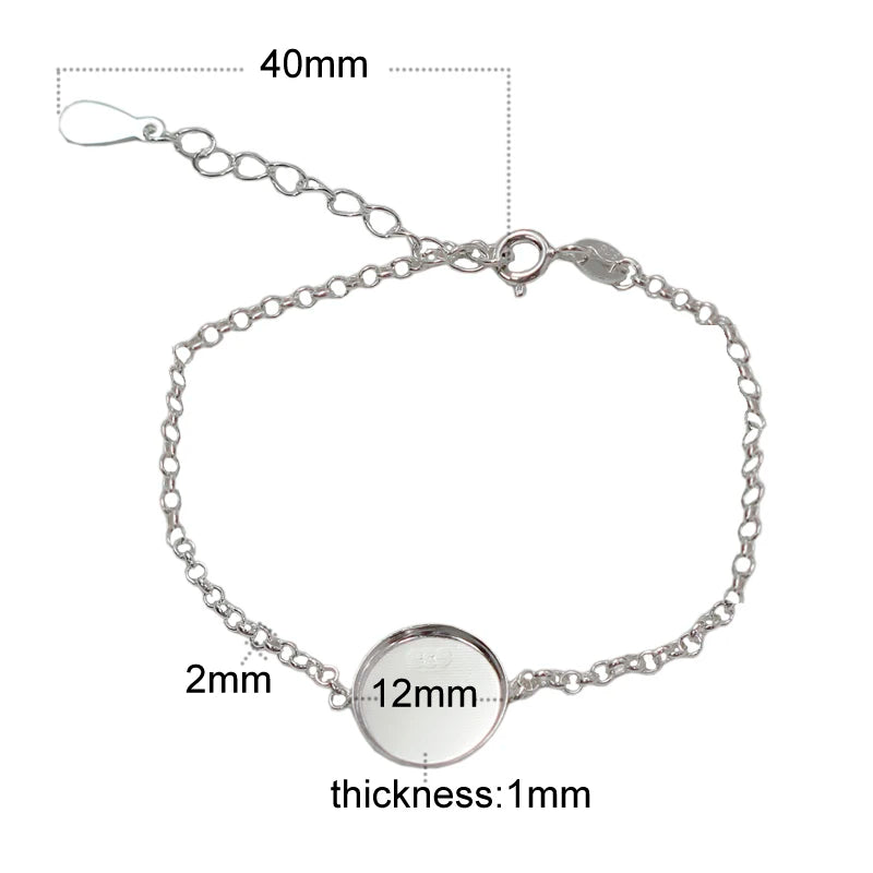 Beadsnice Sterling Silver Bracelet Base Adjustable Bracelet Tray Round Blank