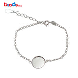 Beadsnice Sterling Silver Bracelet Base Adjustable Bracelet Tray Round Blank