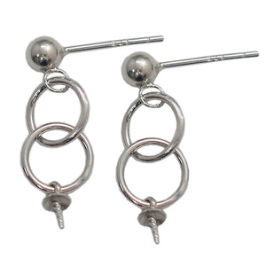 Sterling Silver Earring Stud Post for Half Drilled Beads & Pearls