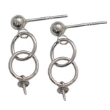 Sterling Silver Earring Stud Post for Half Drilled Beads & Pearls