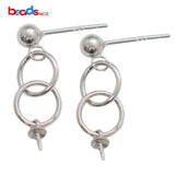 Sterling Silver Earring Stud Post for Half Drilled Beads & Pearls