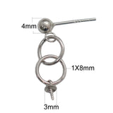 Sterling Silver Earring Stud Post for Half Drilled Beads & Pearls