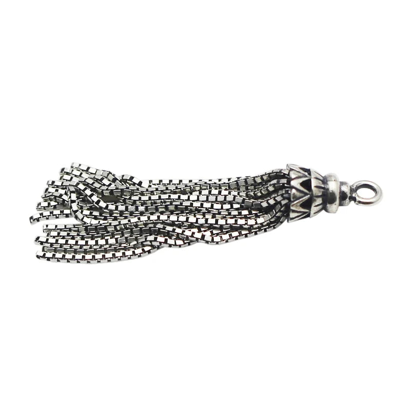 Vintage 925 Silver Tassel Charms Pendant Necklace Findings