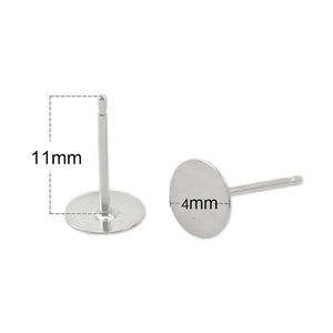 925 Sterling Silver Stud Post Earring Base Flat Back Earrings