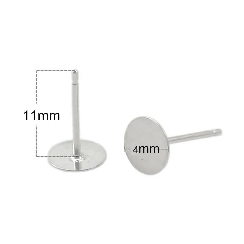 925 Sterling Silver Stud Post Earring Base Flat Back Earrings