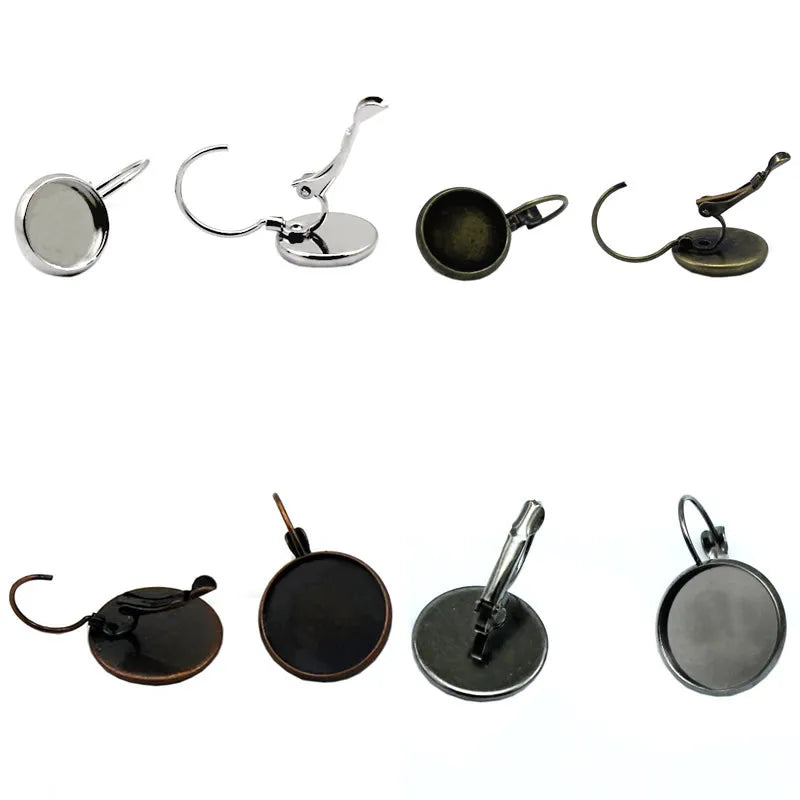 Brass Hoop Earring Base Round Bezel Blanks