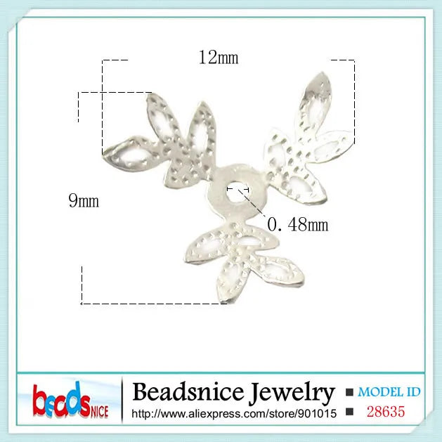Beadsnice flower bead caps in 925 silver for bracelet making