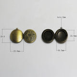 Brass Locket Photo Pendants Inner Diameter 22.8x16.5mm