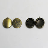 Brass Locket Photo Pendants Inner Diameter 22.8x16.5mm