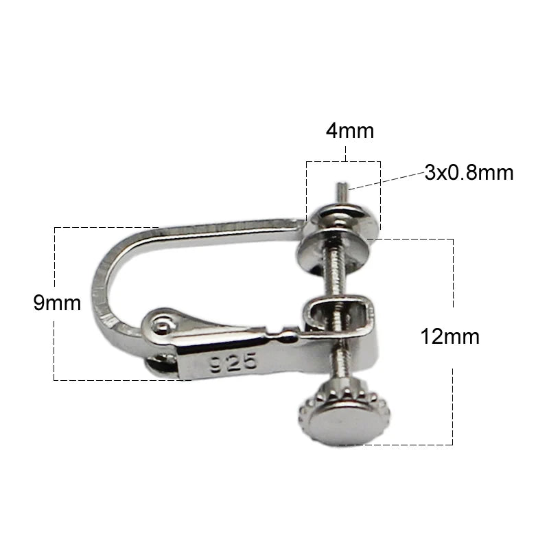925 Silver Screw-Back Clip-on Earring Findings for Non-Pierced Ears