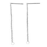 925 Sterling Silver Long Chain Earrings Stud Findings 49X1mm