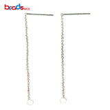 925 Sterling Silver Long Chain Earrings Stud Findings 49X1mm