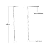 925 Sterling Silver Long Chain Earrings Stud Findings 49X1mm